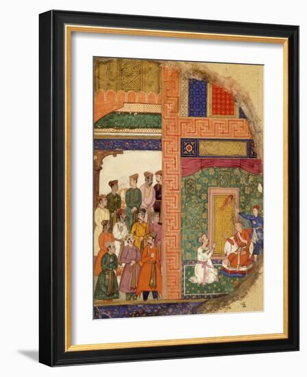 King Dasaratha Conversing with the Family Priest About Rama's Regency Inside the Palace-null-Framed Giclee Print