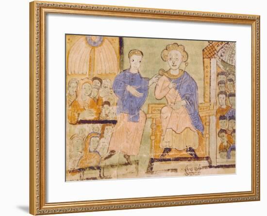 King David, Miniature from Expositiones Above Genesis, Manuscript Italy 11th Century-null-Framed Giclee Print