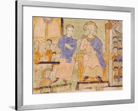 King David, Miniature from Expositiones Above Genesis, Manuscript Italy 11th Century-null-Framed Giclee Print