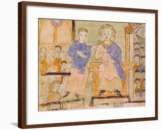 King David, Miniature from Expositiones Above Genesis, Manuscript Italy 11th Century-null-Framed Giclee Print