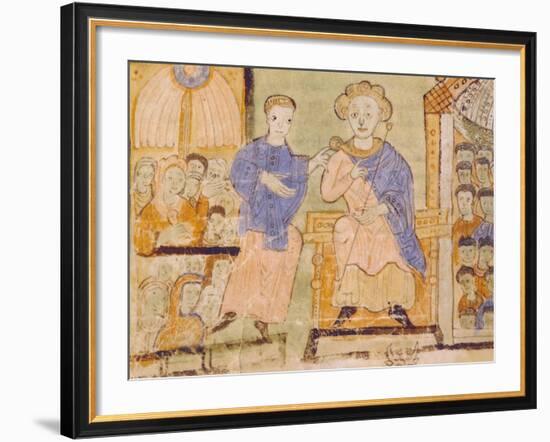 King David, Miniature from Expositiones Above Genesis, Manuscript Italy 11th Century-null-Framed Giclee Print