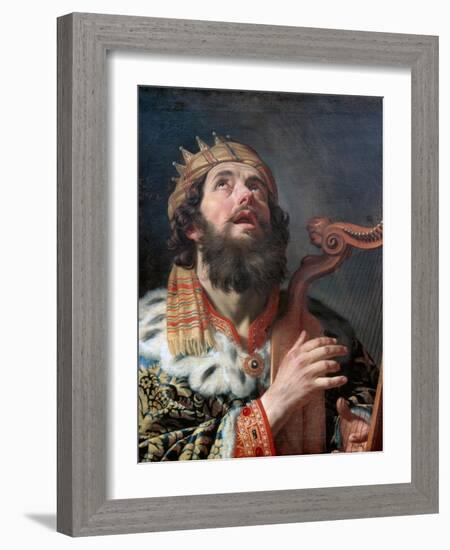 King David Playing the Harp, 1622-Gerrit van Honthorst-Framed Giclee Print