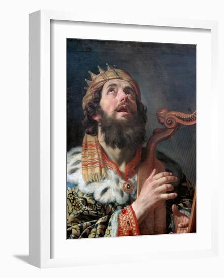 King David Playing the Harp, 1622-Gerrit van Honthorst-Framed Giclee Print