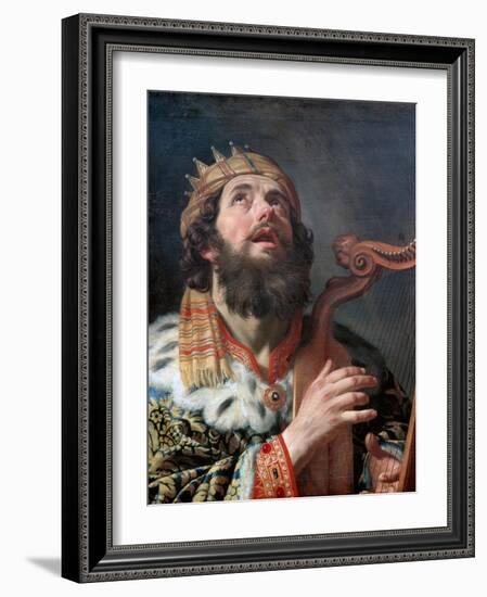 King David Playing the Harp, 1622-Gerrit van Honthorst-Framed Giclee Print