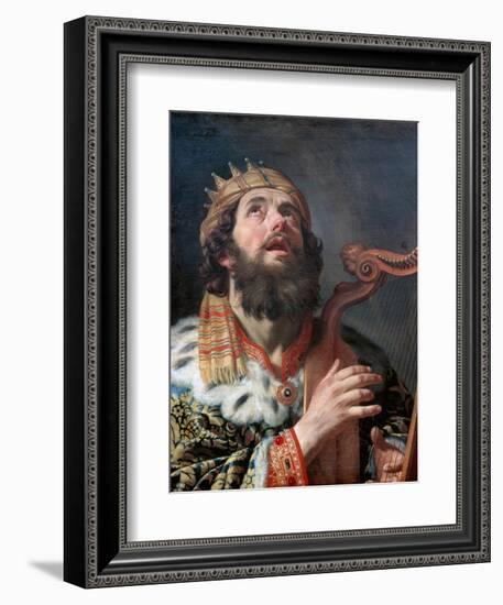 King David Playing the Harp, 1622-Gerrit van Honthorst-Framed Giclee Print