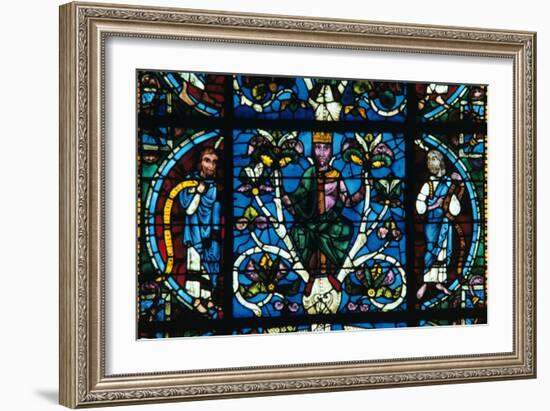 King David, Stained Glass, Chartres Cathedral, France, 1145-1155-null-Framed Photographic Print