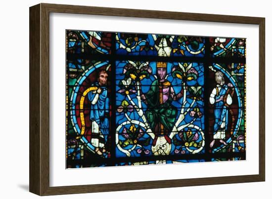 King David, Stained Glass, Chartres Cathedral, France, 1145-1155-null-Framed Photographic Print