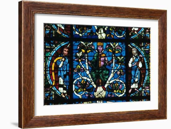 King David, Stained Glass, Chartres Cathedral, France, 1145-1155-null-Framed Photographic Print