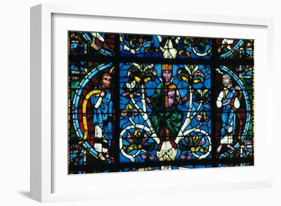 King David, Stained Glass, Chartres Cathedral, France, 1145-1155-null-Framed Photographic Print