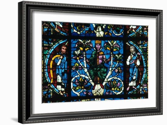 King David, Stained Glass, Chartres Cathedral, France, 1145-1155-null-Framed Photographic Print