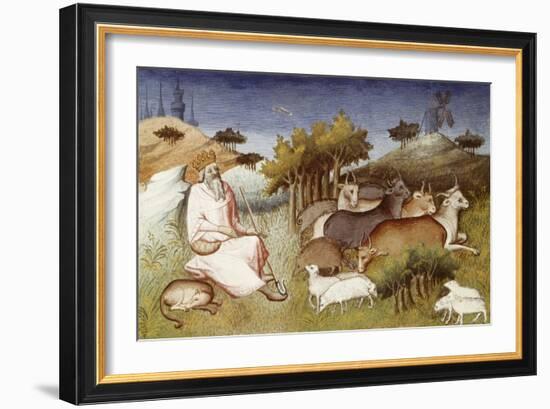 King Dor Watching over His Flock, Miniature from Livre Des Merveilles Du Monde-null-Framed Giclee Print