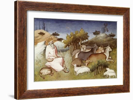 King Dor Watching over His Flock, Miniature from Livre Des Merveilles Du Monde-null-Framed Premium Giclee Print