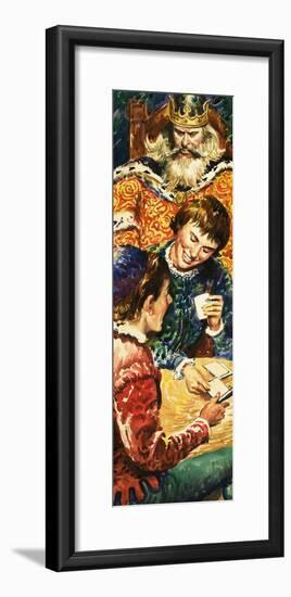 King Edward I Watches over His Son, Edward, and His Companion Piers Gaveston-null-Framed Giclee Print