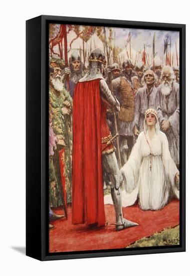 King Edward Looked Down into Queen Philippa's Pleading Eyes-Arthur C. Michael-Framed Premier Image Canvas