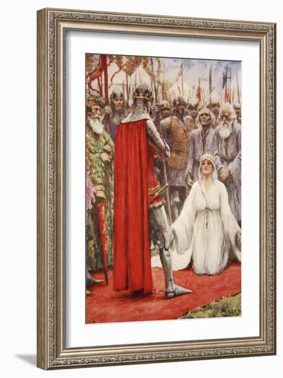 King Edward Looked Down into Queen Philippa's Pleading Eyes-Arthur C. Michael-Framed Giclee Print