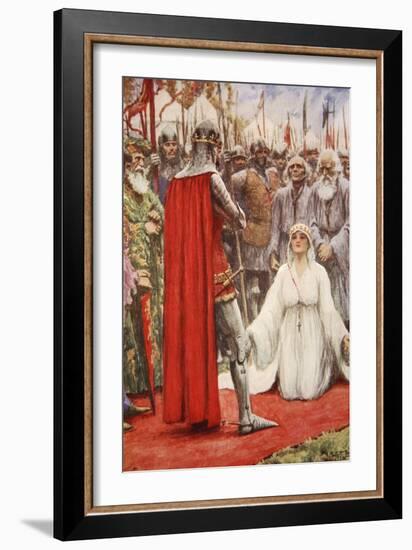 King Edward Looked Down into Queen Philippa's Pleading Eyes-Arthur C. Michael-Framed Giclee Print