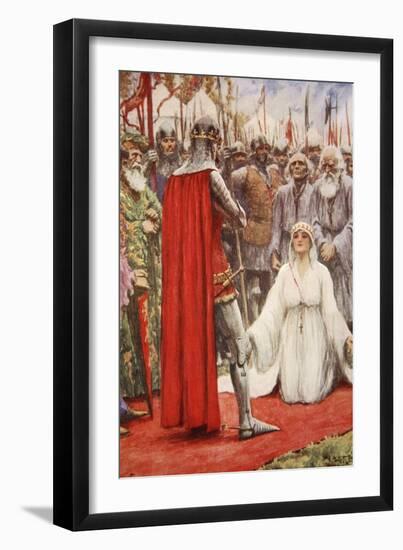 King Edward Looked Down into Queen Philippa's Pleading Eyes-Arthur C. Michael-Framed Giclee Print