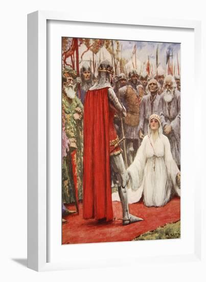 King Edward Looked Down into Queen Philippa's Pleading Eyes-Arthur C. Michael-Framed Giclee Print