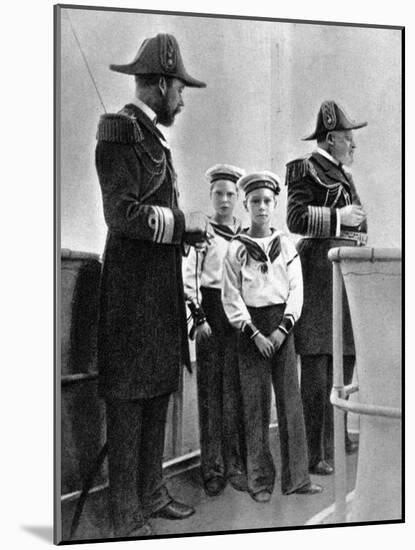 King Edward VII (1841-191) with His Son George (1865-193) and His Two Eldest Grandsons, 1908-null-Mounted Giclee Print