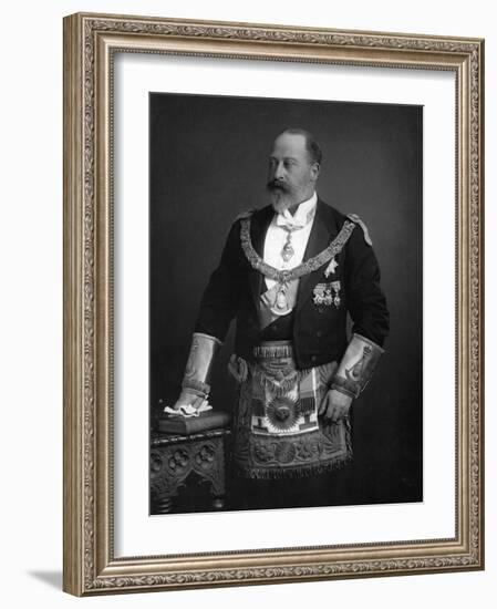 King Edward VII Dressed in Masonic Garb, 1895-null-Framed Photographic Print