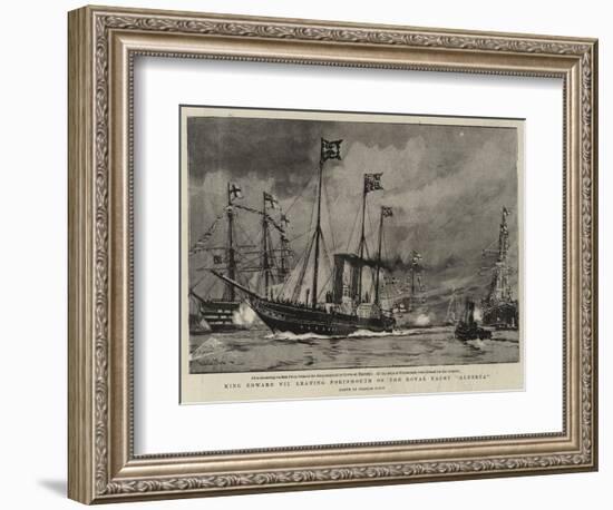 King Edward VII Leaving Portsmouth on the Royal Yacht Alberta-Charles Edward Dixon-Framed Giclee Print