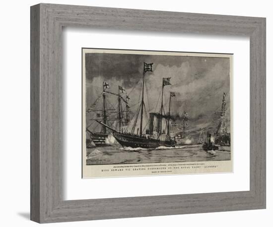 King Edward VII Leaving Portsmouth on the Royal Yacht Alberta-Charles Edward Dixon-Framed Giclee Print