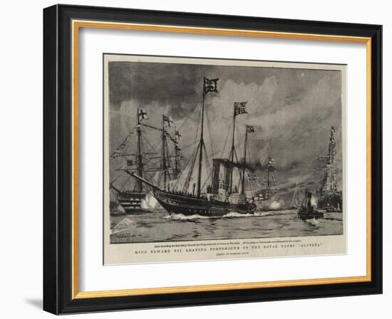 King Edward VII Leaving Portsmouth on the Royal Yacht Alberta-Charles Edward Dixon-Framed Giclee Print