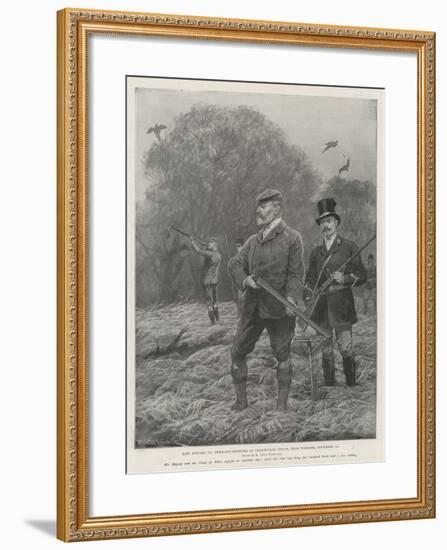 King Edward VII Pheasant-Shooting at Cranbourne Tower, Near Windsor, 12 November-Richard Caton Woodville II-Framed Giclee Print