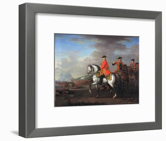 King George II (1683-1760) at the Battle of Dettingen, with the Duke of Cumberland and Robert,…-John Wootton-Framed Giclee Print
