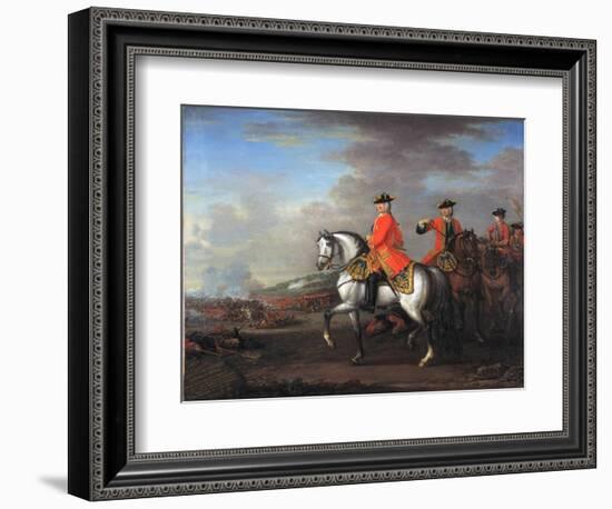 King George II (1683-1760) at the Battle of Dettingen, with the Duke of Cumberland and Robert,…-John Wootton-Framed Giclee Print