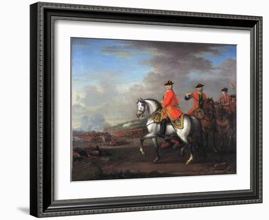 King George II (1683-1760) at the Battle of Dettingen, with the Duke of Cumberland and Robert,…-John Wootton-Framed Giclee Print