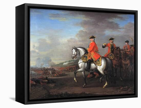 King George II (1683-1760) at the Battle of Dettingen, with the Duke of Cumberland and Robert,…-John Wootton-Framed Premier Image Canvas