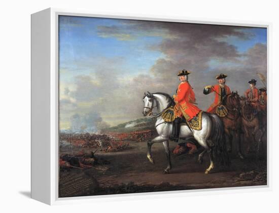 King George II (1683-1760) at the Battle of Dettingen, with the Duke of Cumberland and Robert,…-John Wootton-Framed Premier Image Canvas