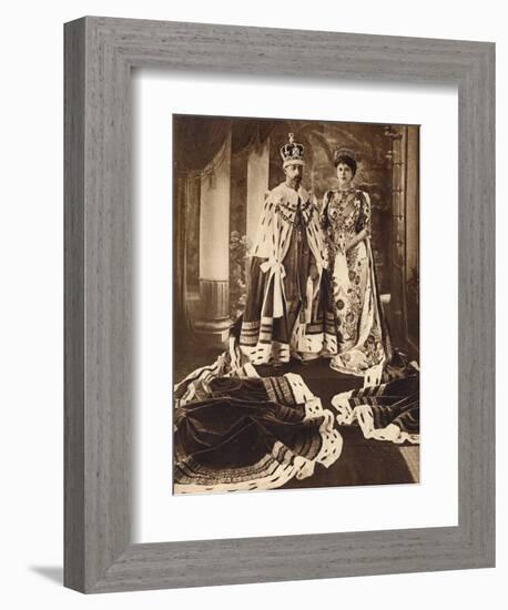 King George V and Queen Mary crowned and robed for the Delhi Durbar, 1911 (1935)-Unknown-Framed Photographic Print