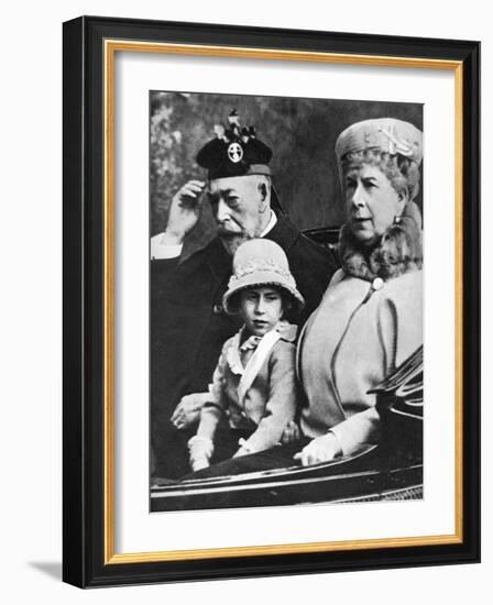 King George V and Queen Mary with Princess Margaret Driving to Church, Balmoral, C1930S-null-Framed Giclee Print