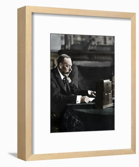 King George V broadcasting to the empire on Christmas Day, Sandringham, 1935-Unknown-Framed Photographic Print