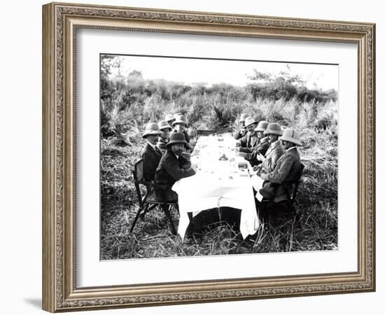 King George V Having Lunch in the Chitwan Valley During a Tiger Shoot, 1911-English Photographer-Framed Photographic Print