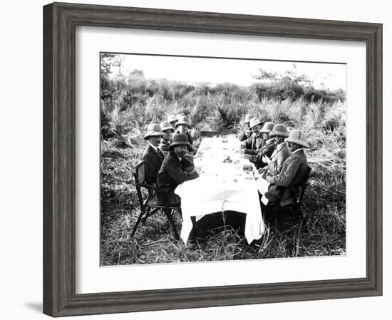 King George V Having Lunch in the Chitwan Valley During a Tiger Shoot, 1911-English Photographer-Framed Photographic Print