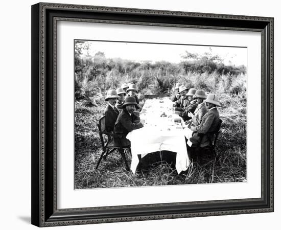 King George V Having Lunch in the Chitwan Valley During a Tiger Shoot, 1911-English Photographer-Framed Photographic Print