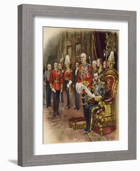 King George V Holds His First Court, May 1910-Henry Payne-Framed Giclee Print