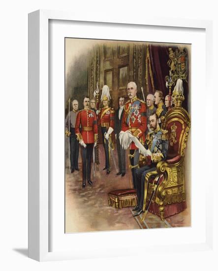 King George V Holds His First Court, May 1910-Henry Payne-Framed Giclee Print