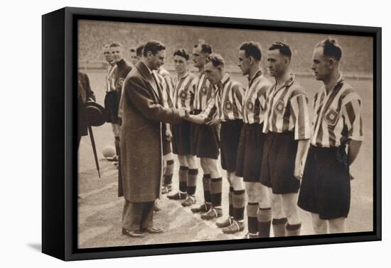 King George Vi and Queen Elizabeth Attend the Association Football Cup Final, 1937-null-Framed Premier Image Canvas
