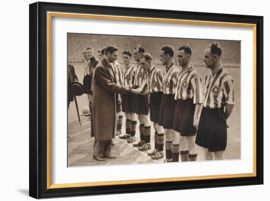 King George Vi and Queen Elizabeth Attend the Association Football Cup Final, 1937-null-Framed Photographic Print