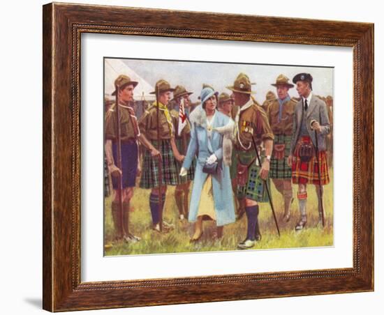King George VI and Queen Elizabeth Inspect Scouts at Portree, on the Isle of Skye C1935-null-Framed Giclee Print