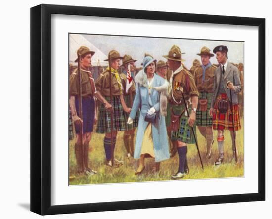 King George VI and Queen Elizabeth Inspect Scouts at Portree, on the Isle of Skye C1935-null-Framed Giclee Print