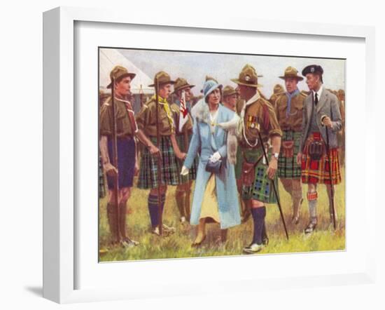 King George VI and Queen Elizabeth Inspect Scouts at Portree, on the Isle of Skye C1935-null-Framed Giclee Print