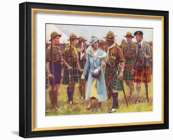 King George VI and Queen Elizabeth Inspect Scouts at Portree, on the Isle of Skye C1935-null-Framed Giclee Print