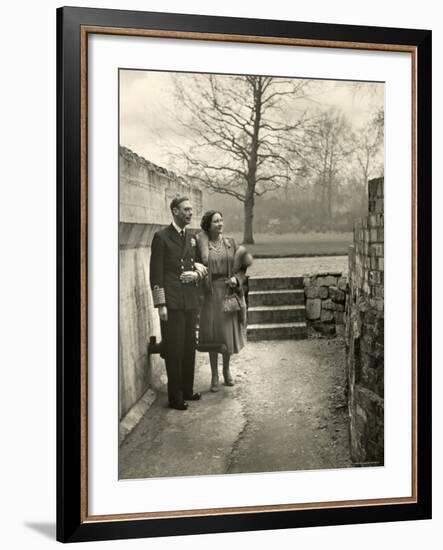 King George VI and the Her Majesty Queen Elizabeth the Queen Mother Taking a Stroll, England-Cecil Beaton-Framed Photographic Print