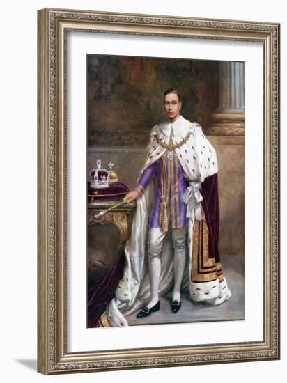 King George VI in Coronation Robes, 1937-Albert Henry Collings-Framed Giclee Print