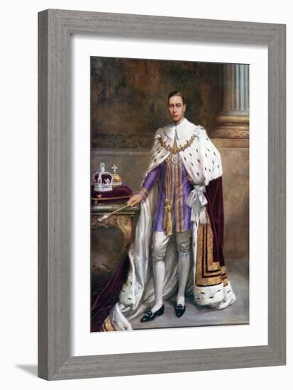 King George VI in Coronation Robes, 1937-Albert Henry Collings-Framed Giclee Print